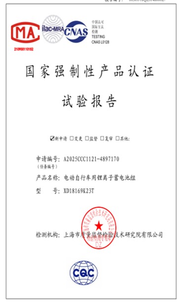 XGE 强制性产品认证试验报告封面